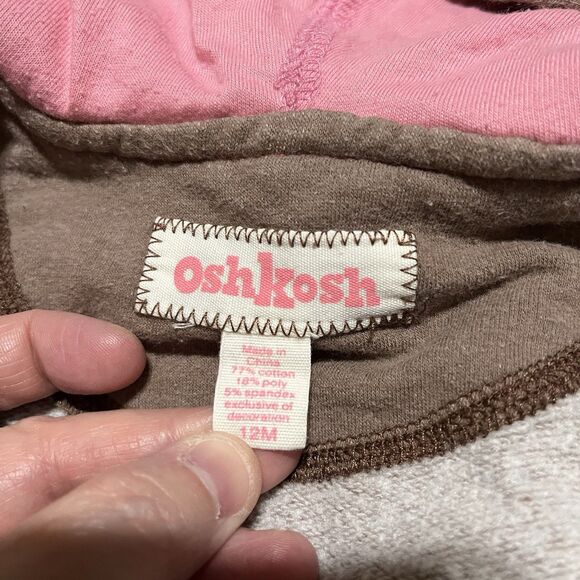 Vintage OshKosh B Gosh Brown Full Zip Hooded Romper One Piece Jumpsuit Size 12M - Picture 7 of 10